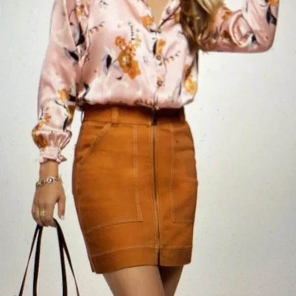 Spartina 449 Sienna Zip Front Skirt Brown - Picture 1 of 5